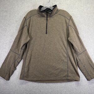 Kuhl Kashmira Pullover Mens Large Brown 1/4 Zip Fleece Hiking Performance Top